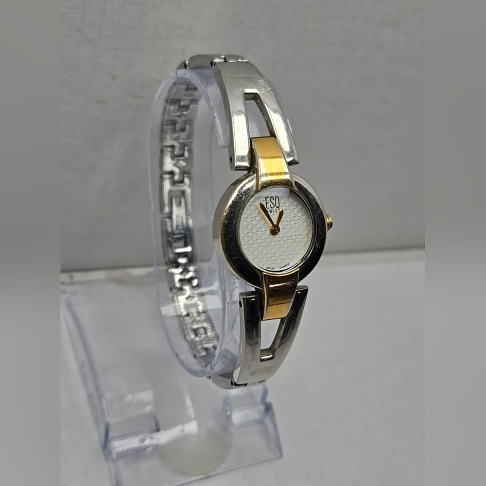 Womens ESQ Swiss By Movado Watch Gold Silver Two Toned E5224 New Battery Dainty - Picture 3 of 8